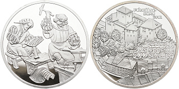 Австрия 500 шиллингов 2001 замок Шаттенбург, кузнецы KM 3080 серебро  PROOF  01-167-15