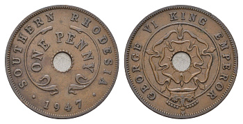 Южная Родезия 1 пенни 1947 KM 8a бронза 60-1323
