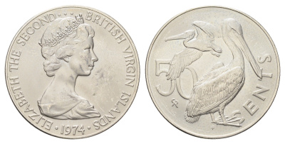 Британские Виргинские острова 50 центов 1974 KM 5 медно-никель BU 4667-614