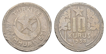 Турция 10 курушей 1938 KM 863 медно-никель 89-1613