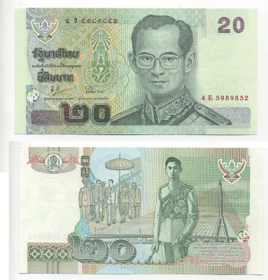 ТАИЛАНД 20 БАТОВ 2003 Pick 109 бумага UNC (ПРЕСС) 7217-24-2