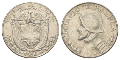 Панама 1/4 бальбоа 1966 KM 11.2a медь плакированная медно-никелем 4624-235