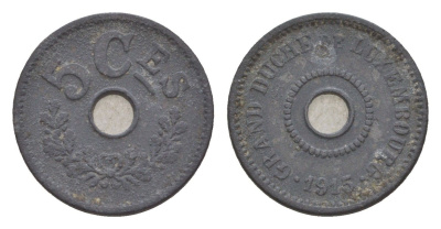 Люксембург 5 сантимов 1915 год-тип, Мария Аделаида (1912-1919), Германская оккупация KM 27 цинк 4659-416