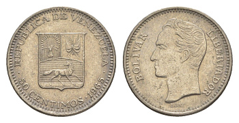 Венесуэла 50 сентимо 1965 Симон Боливар Y 41 никель 4582-422