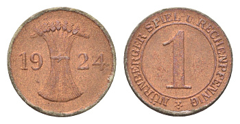 Германия игровой жетон в 1 рентенпфенниг 1924 диаметр 17 мм картон 4702-944