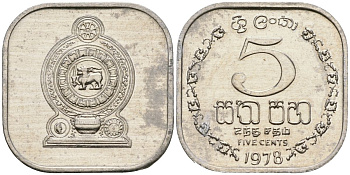 Шри-Ланка 5 центов 1978 KM 139a алюминий 4136-724