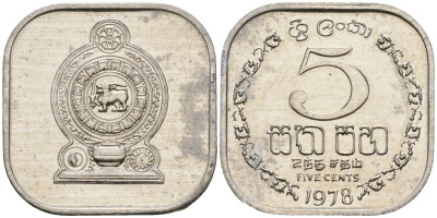 Шри-Ланка 5 центов 1978 KM 139a алюминий 4136-724