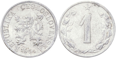 Чехословакия 1 геллер 1954 KM 35 алюминий 4613-1033