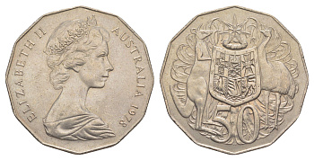 Австралия 50 центов 1978 Елизавета II (1952-2022), герб Австралии, кенгуру KM 68 медно-никель UNC 4383-632