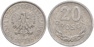 Польша 20 грошей 1973 MW KM А47, Parchimowicz 208m алюминий    4187-342