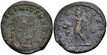 Римская Империя нуммий 313-315 Лициний I GENIO POP ROM Августа Треверов fine (степень редкости R3) RIC 58 бронза 270-935