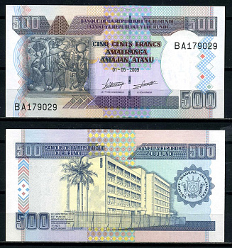 Бурунди 500 франков 2009 искусство Бурунди, Центральный банк, Бужумбура Pick 45 a бумага UNC (пресс) 6317-44-1-2