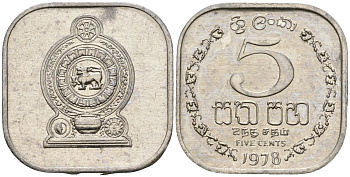 Шри-Ланка 5 центов 1978 KM 139a алюминий 4136-723
