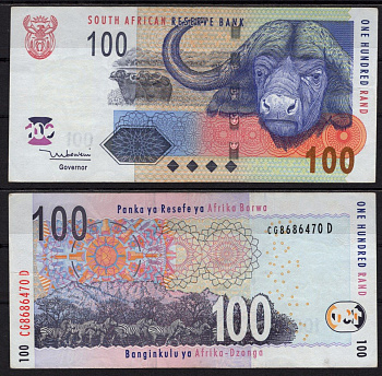 ЮАР 100 рандов ND (2005) Африканские буйволы, зебры Pick 131 a бумага 8518-2-1-2
