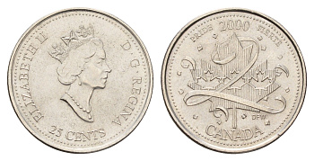 Канада 25 центов 2000 Миллениум - Гордость KM 384 сталь плакированная никелем UNC 4678-1144