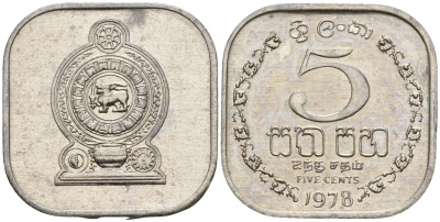 Шри-Ланка 5 центов 1978 KM 139a алюминий 4136-723