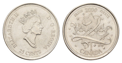 Канада 25 центов 2000 Миллениум - Гордость KM 384 сталь плакированная никелем UNC 4678-1144