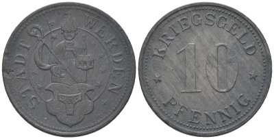 Верден (Пруссия, Рейн) 10 пфеннигов 1917 Funck 595.1, Men05 26567.1, Men18 33394.1 цинк 4151-1253