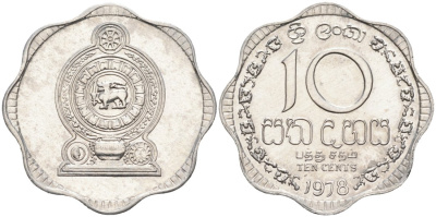 Шри-Ланка 10 центов 1978 KM 140 a алюминий 106-915