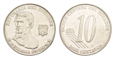 Эквадор 10 сентаво 2000 KM 106 нержавеющая сталь UNC 4640-1163