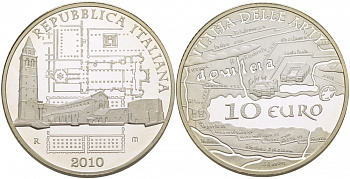Италия 10 евро 2010 Аквилея, в стране венетов KM 334 серебро PROOF 11-168-13