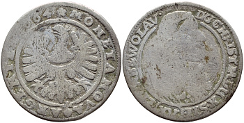 Силезия и Волау 15 крейцеров 1664 Кристиан KM 434 серебро 3896-741