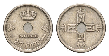 Норвегия 25 эре 1947 Хокон VII (1905-1957) KM 384 медно-никель 4632-1223