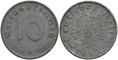 Германия 10 рейхспфеннигов 1943 A KM 101, J.371 цинк 4151-218