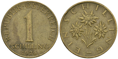 Австрия 1 шиллинг 1976 KM 2886 алюминиевая бронза 4167-1147