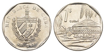 Куба 1 песо 2007 KM 579.2 сталь плакированная никелем UNC 4637-1124