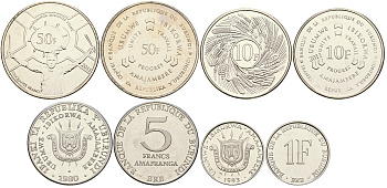 Бурунди 1, 5, 10 и 50 франков 1980-2011 1 франк 1993 UNC M79-19