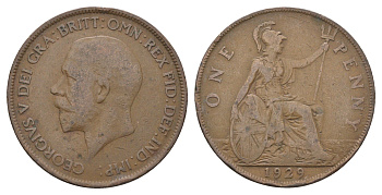 Великобритания 1 пенни 1929 Георг V (1910-1936) KM 838, Spink 4055 бронза 4661-726