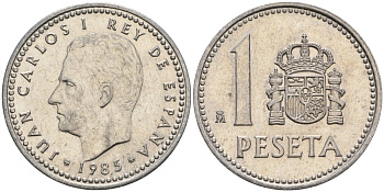Испания 1 песета 1985 M, Хуан Карлос I (1975-2014) KM 821 алюминий 4401-535