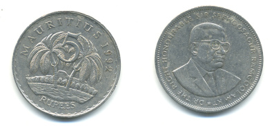 Маврикий 5 рупий 1992 Сивусагур Рамгулам KM 56 медно-никель 179-135