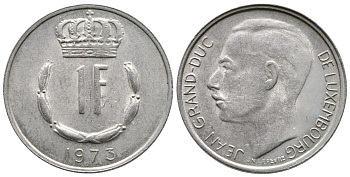 ЛЮКСЕМБУРГ 1 ФРАНК 1973 KM 55 медно-никель 53-564