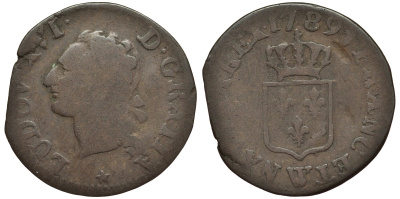 ФРАНЦИЯ 1/2 СУ 1789 ЛЮДОВИК XVI (1774-1793) KM 586 медь 4556-353