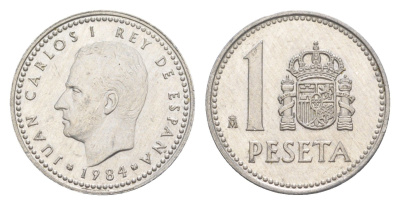 Испания 1 песета 1984 M, Хуан Карлос I (1975-2014) KM 821 алюминий 4623-734