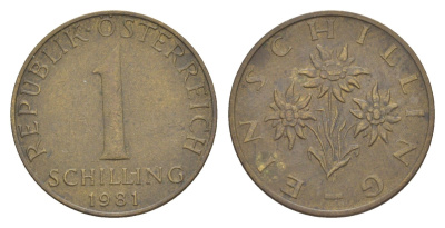 Австрия 1 шиллинг 1981 KM 2886 алюминиевая бронза 4561-1014