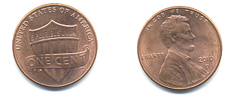 США 1 ЦЕНТ 2010 D ЛИНКОЛЬН, ЩИТ KM 469 цинк плакированный медью 86-416