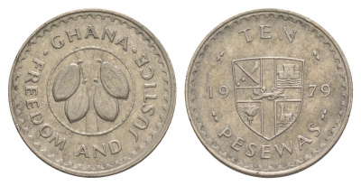 Гана 10 песев 1979 KM 16 медно-никель UNC 4642-135