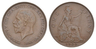 Великобритания 1 пенни 1935 Георг V (1910-1936) КМ 838, Spink 4055 бронза 4168-831