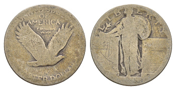 США 25 центов = квотер = 1/4 доллара ND (1917-1930) KM 145 серебро 4638-317