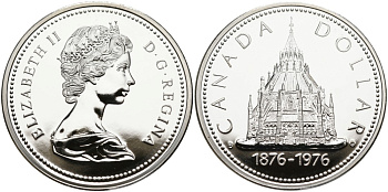 Канада 1 доллар 1976 100 лет библиотеке Парламента (1876-1976) KM 106 серебро UNC 1095-4-54