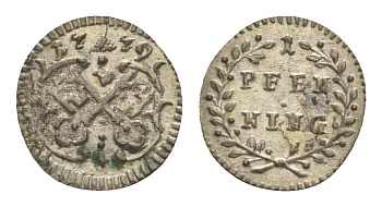 Регенсбург 1 пфенниг 1779 KM 408 серебро UNC 1529-713