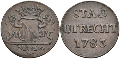Утрехт (Utrecht), Нидерланды 1 дуит 1783 KM 91 медь 4577-241