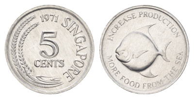 Сингапур 5 центов 1971 ФАО - Продовольственная программа KM 8 алюминий  UNC  M73-07