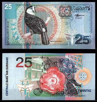 Суринам 25 гульденов 2000 Pick 148 бумага UNC (пресс) 7214-27-1-2