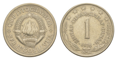 Югославия 1 динар 1976 KM 59 медь цинк никель 214-138