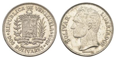 Венесуэла 2 боливара 1989 Симон Боливар Y 43a сталь плакированная никелем 4662-942