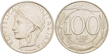 ИТАЛИЯ 100 ЛИР 1998 R KM 159 медно-никель 4529-146